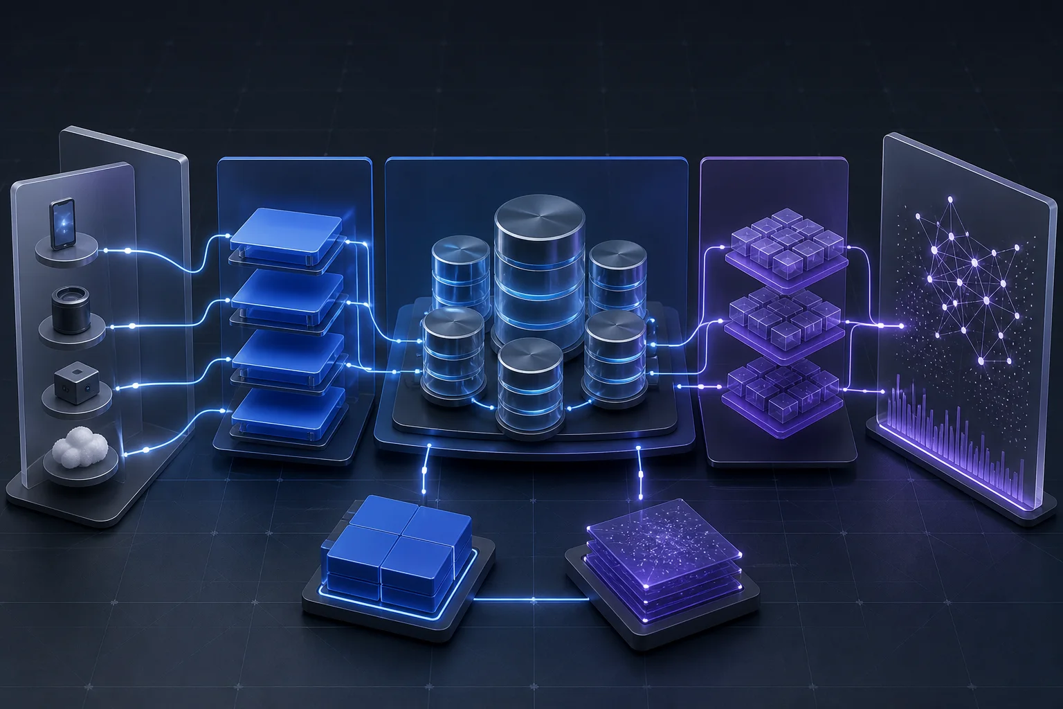 Plataforma de datos con almacenamiento relacional, caché, procesamiento y búsqueda como capacidades diferenciadas.